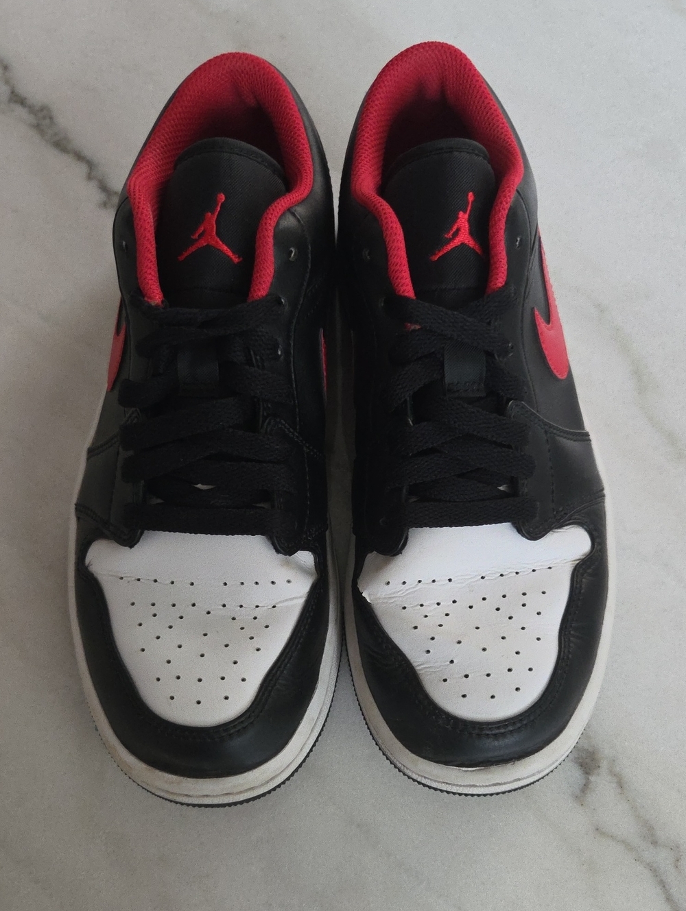Black, White & Red Low-Top Air Jordan Sneakers Size 8